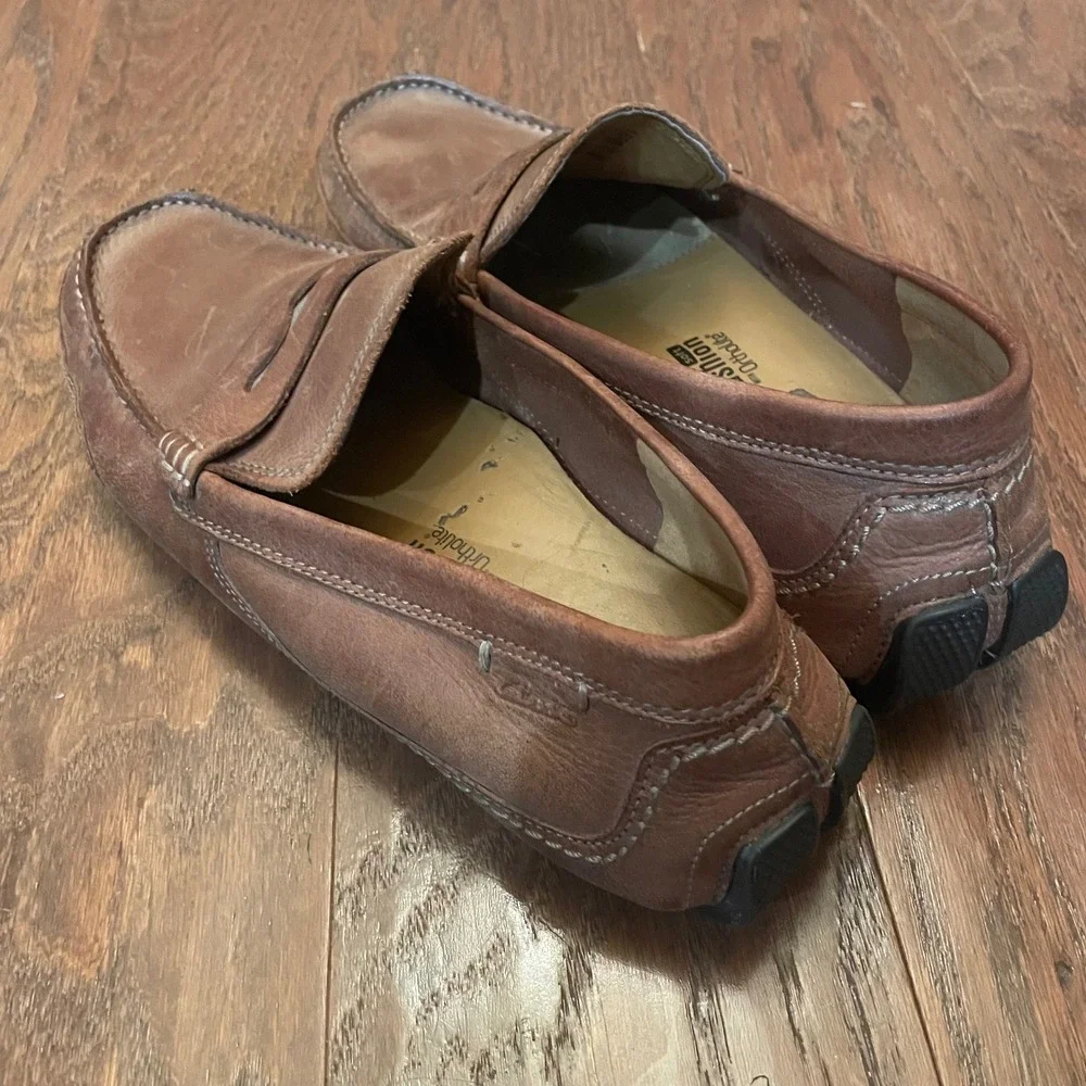 Clarks Loafers Mens Brown Leather Penny Driving Mocs Old Money Size 10M